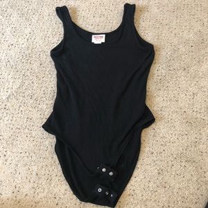 Tank top. Black ribbed. snap button body suit